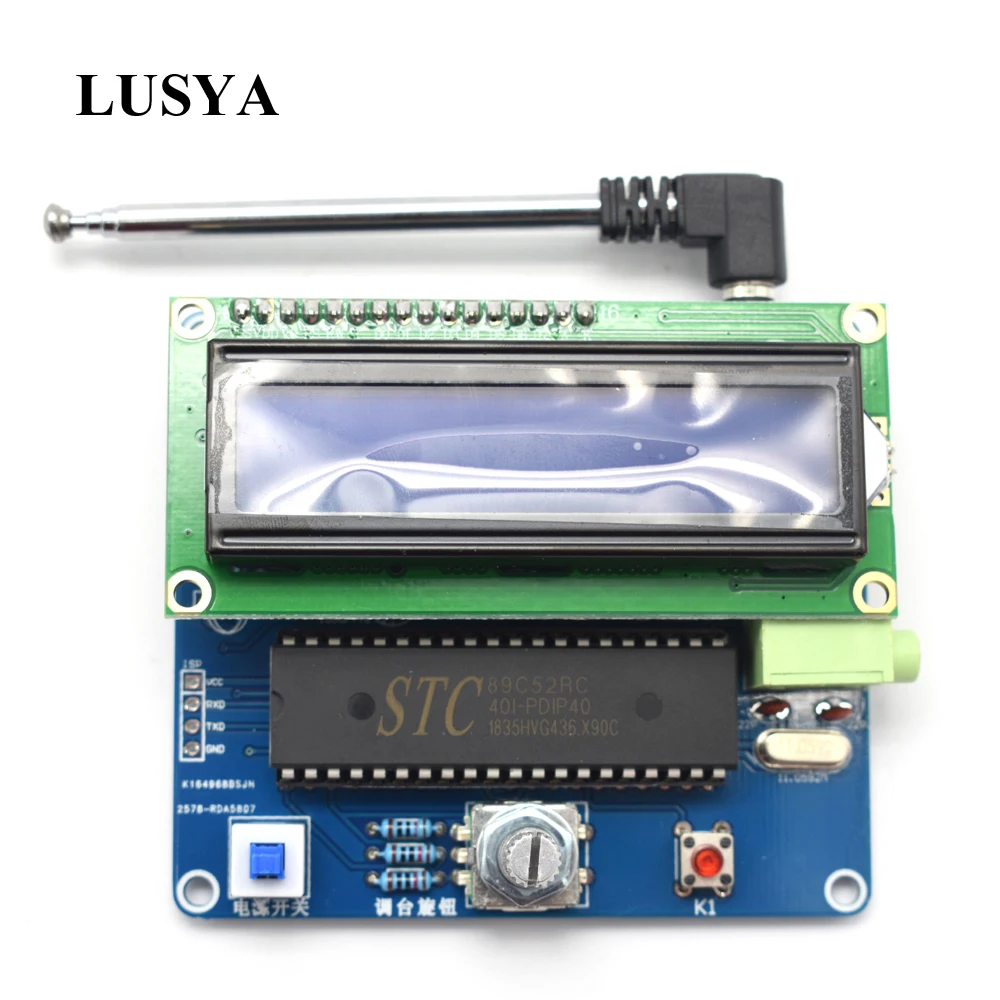 Lusya STC89C52+ TDA5807+ TDA2822 мини-Ручка Тип Цифровой FM стерео плата радиоприемника 89-108 МГц DC 5 В G1-003