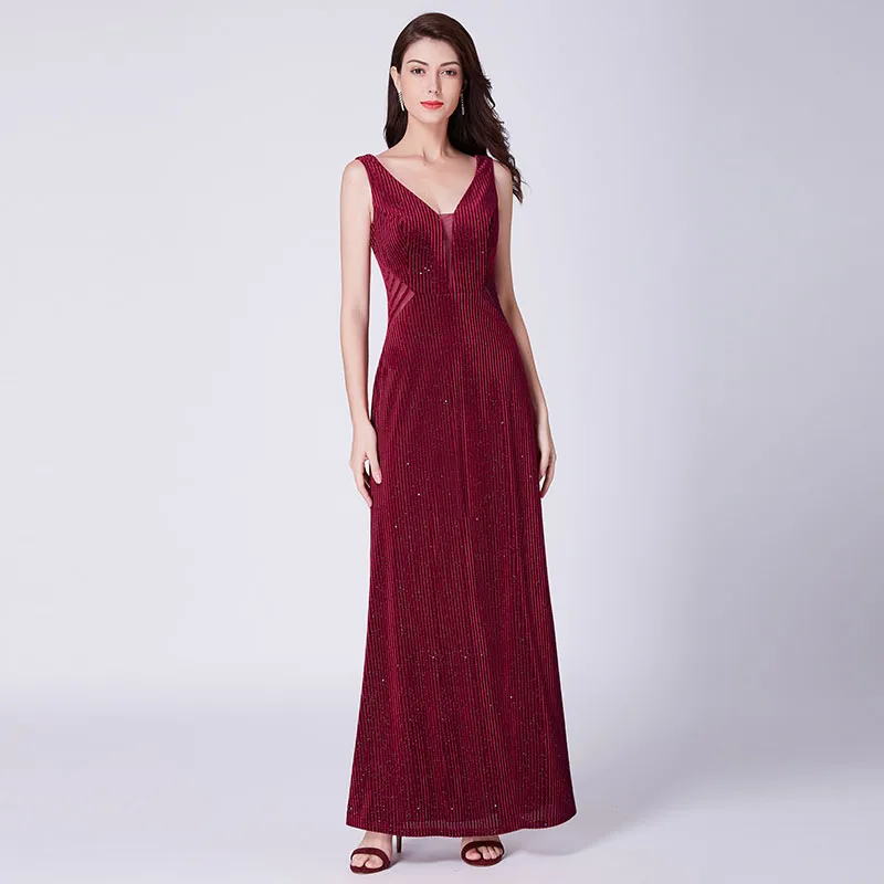 EP07439BD Robe De Soiree Русалочка вечернее платье Ever Pretty EP07439BK элегантные иллюзионные черные вечерние платья с v-образным вырезом и открытой спиной - Цвет: EP07439BD