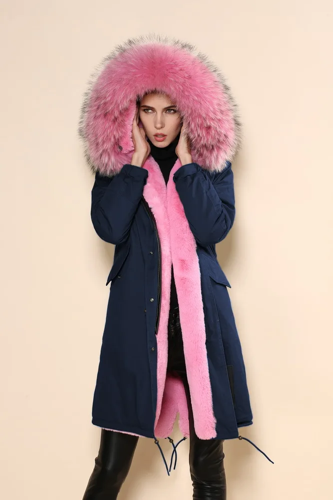 Новинка 2015 теплая парка из натурального меха женская куртка с толстым меховым