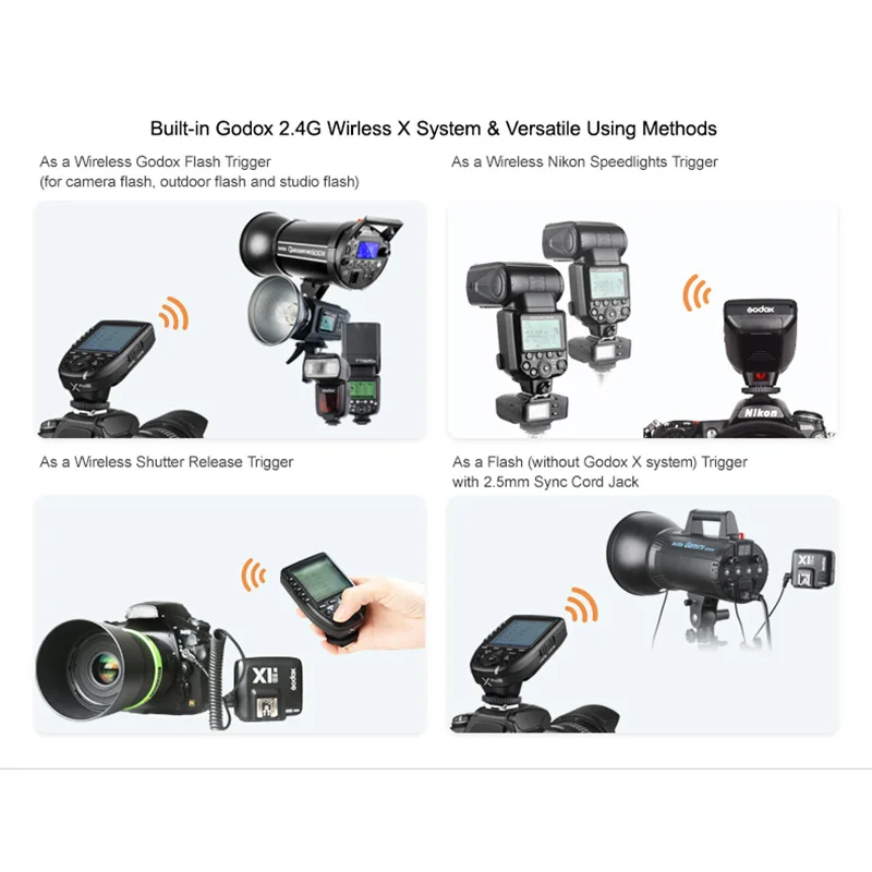 Godox i-TTL II 2 4G Беспроводная система X высокоскоростной с большим ЖК-экраном