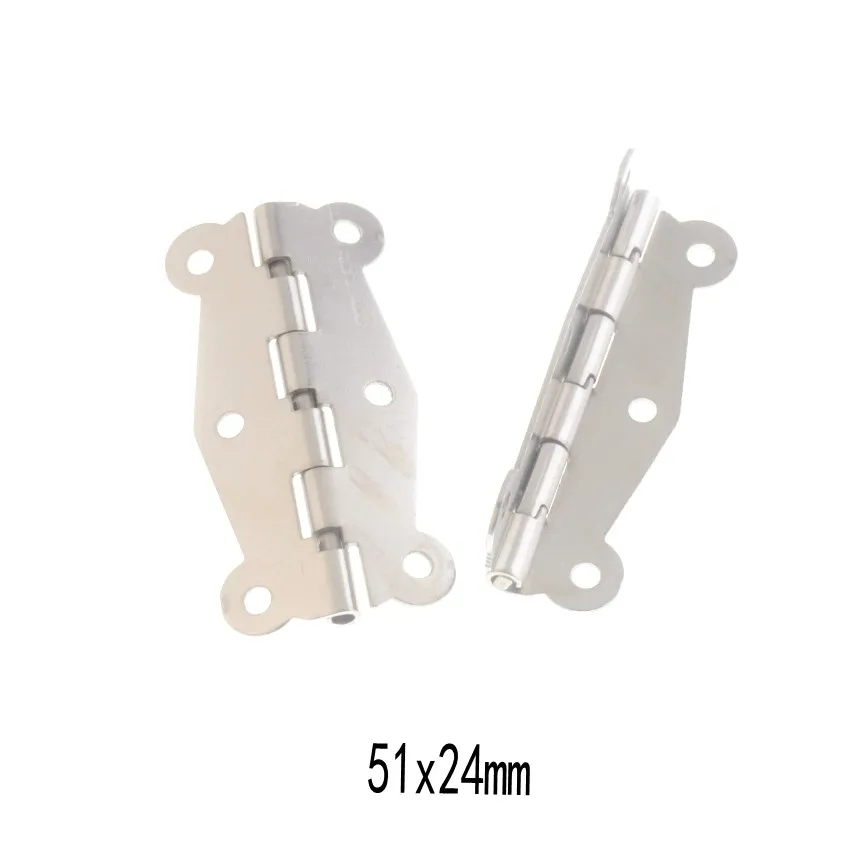 51x24mm Silver 4PCS 10 компл. Золотые/серебряные/бронзовые дверные петли ящика шкафа Ювелирная коробка декоративные петли для мебельной фурнитуры - Цвет: 51x24mm Silver 4PCS
