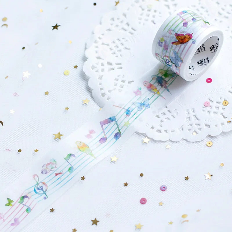 Лента маскирующая для музыкальных нот 3 см х 5 м|washi tape|masking tape washimasking |
