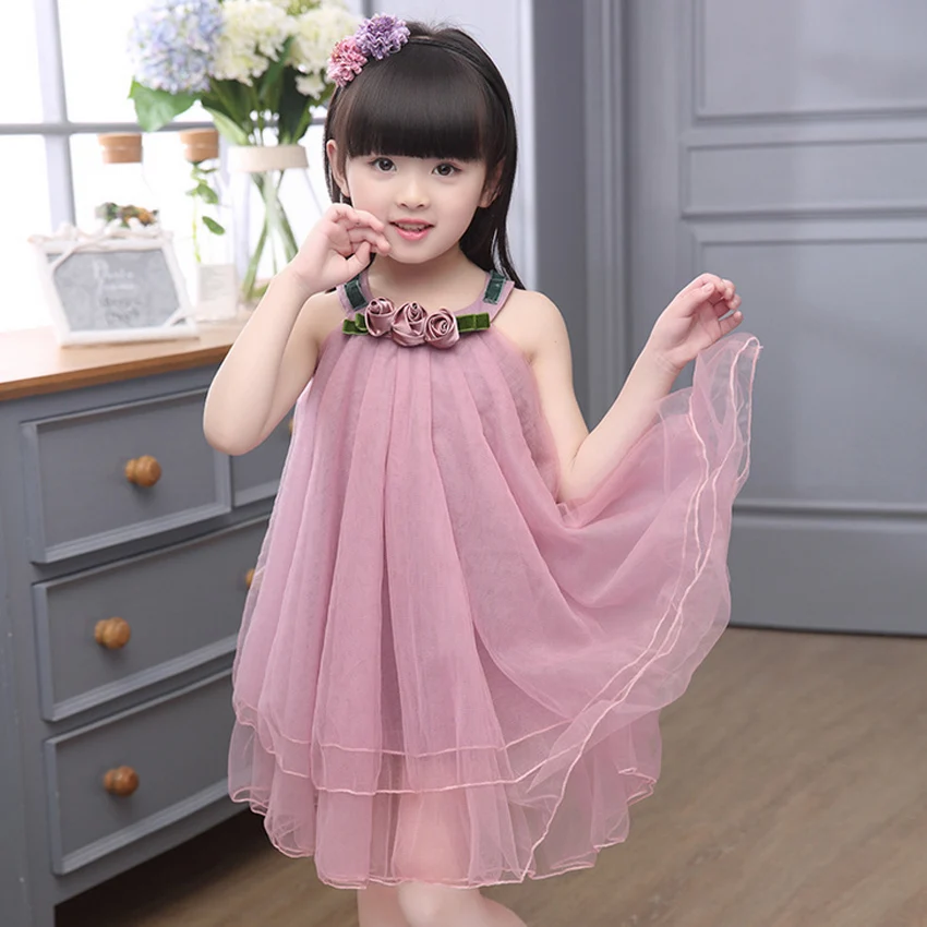 Платье с цветочным узором для девочек вечерние летние платья маленьких на