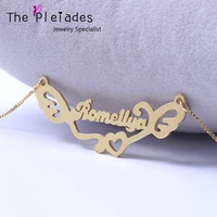 2020 new custom gold plate name necklace with angle wing heart personalized letters pendant font choose 925 solid silver jewelry