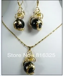 DYY FREE SHIPPING&gt&gt@&gt SHIPPINGbeautiful dragon black jade pendant necklace Earrings set Natural jewelry | Украшения и