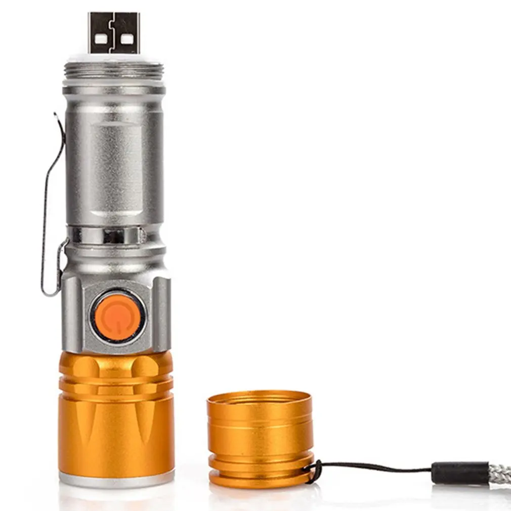 Портативный светодиодный мини фонарик перезаряжаемый телескопический зум USB
