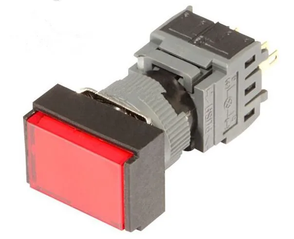 

16MM Switch Automatic Reset Rectangle indicator 5A 220VAC SPDT (1a+1b not LED ) F16-231 DIP red colour new and original