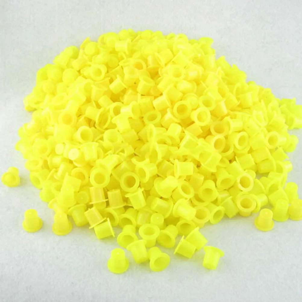 

Small Size Yellow Plastic Tattoo Ink Cap Cups Supply Size 12X8X9 mm 100PCS