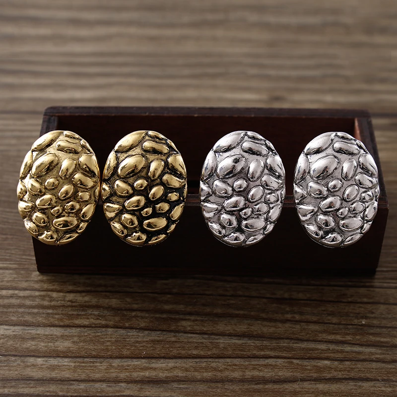 Модные женские Ретро клипсы для ушей овальные старинная Серебряная коллекция