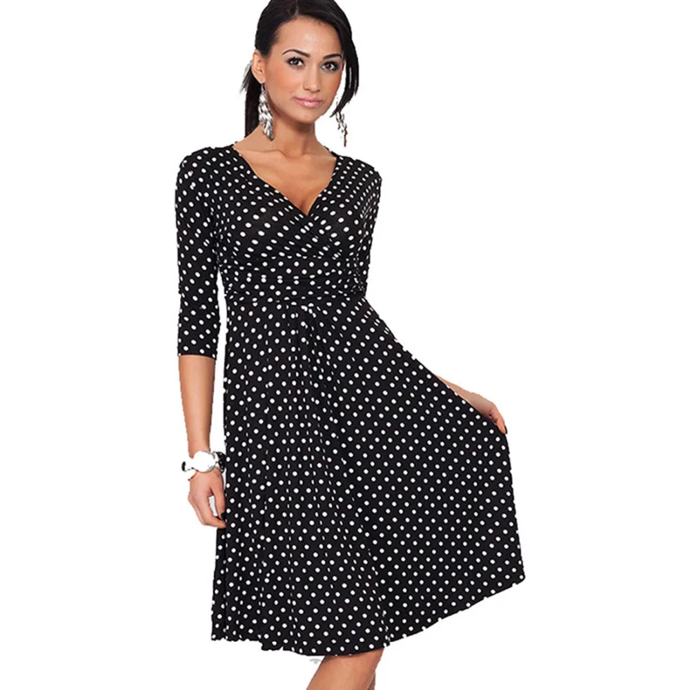Женские летние платья в горошек с V образным вырезом|women dress|women dress wholesalesummer women |