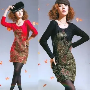 Женское платье с длинным рукавом винтажное Повседневное большого размера M XL 4XL