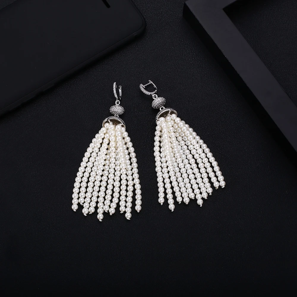 Jankelly изысканные ювелирные изделия ААА фианит сымитированная перла кулон длинное