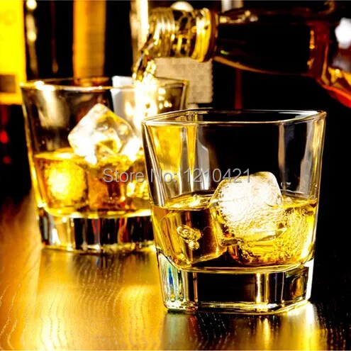 

4 шт./лот 170 мл квадратная стеклянная чашка для напитков, стеклянная кружка для виски, без свинца, набор стеклянных кружек для пива с бесплатн...