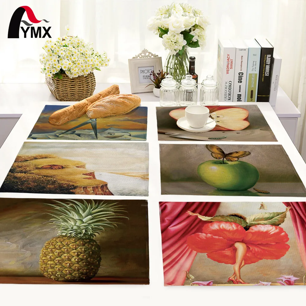 Ретро мультфильм шаблон Настольный коврик полиэстер обеденный стол салфетка для