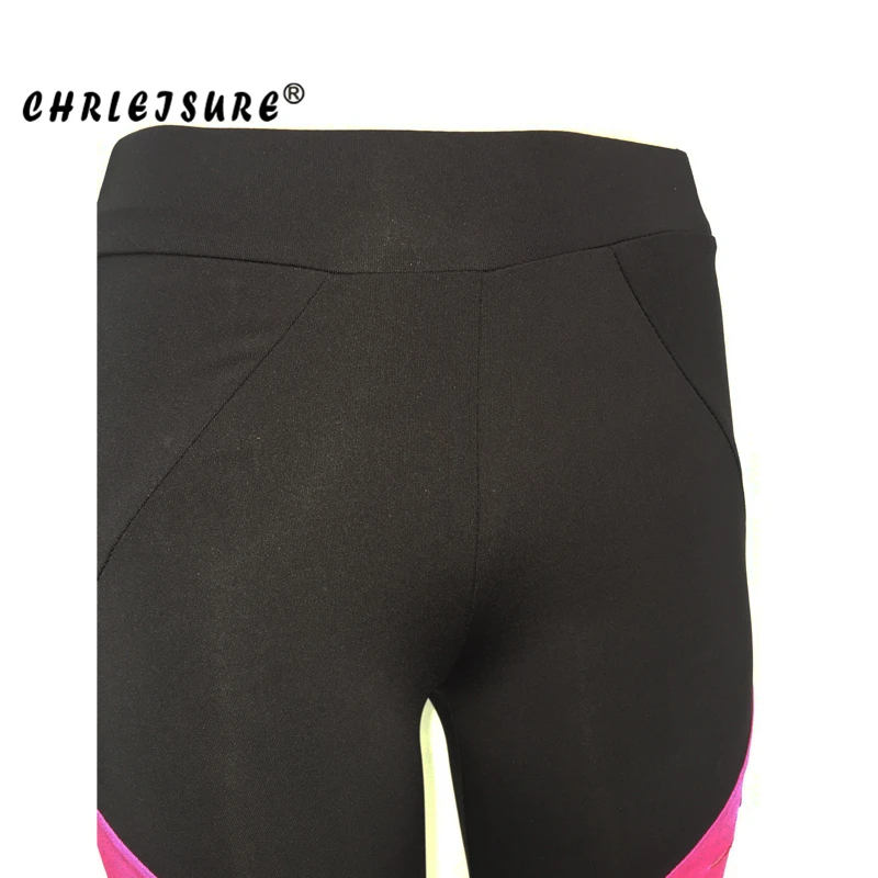 

CHRLEISURE Workout Leggings Black Female polyester Patchwork Long Legins Quick dry Hollow Sexy Push Up Women Leggings