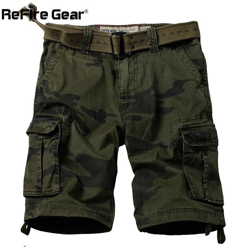 ReFire gear военные Маскировочные шорты мужские много карманов армейские карго шорты летние повседневные свободные хлопковые камуфляжные тактические шорты 29-42