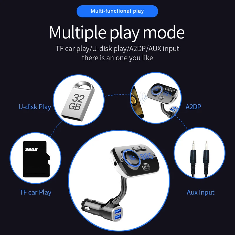 Bluetooth 5 0 fm передатчик для автомобиля беспроводной радио адаптер автомобильный