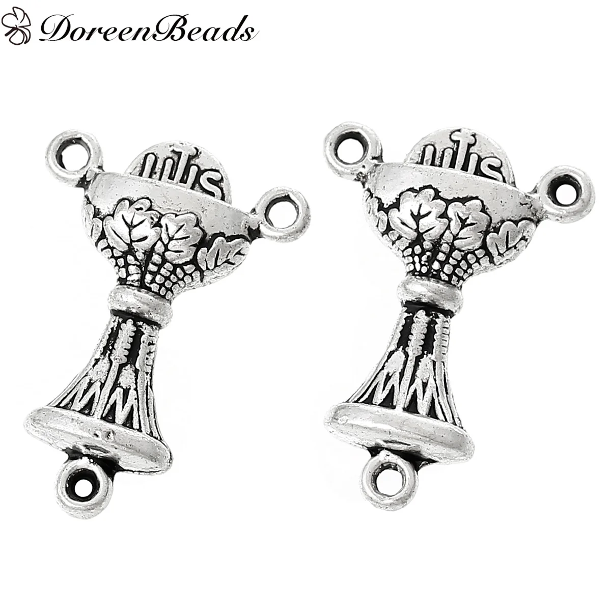 DoreenBeads Connectors Findings Trophy Winner's Cup Antique Silver Flower Pattern Carved 22.0mm x 16.0mm 50 PCs | Украшения и