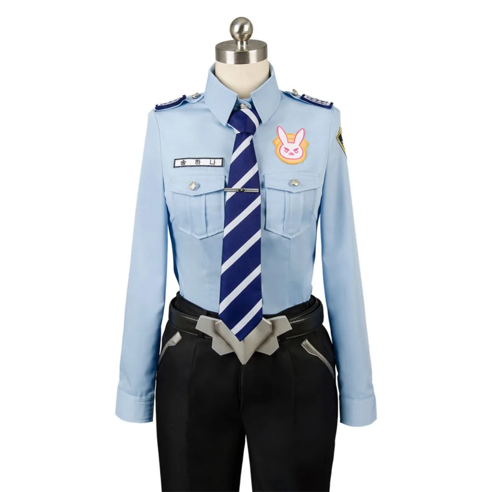 

Hot Game OW D.VA DVA Cosplay Costume Hana Song Police Officer Carnival Uniform Cosplay Costume Full Sets