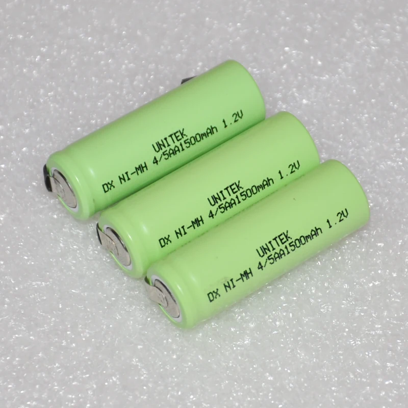 UNITEK 1,2 V 4/5AA перезаряжаемая батарея 1500mah 4/5 AA Ni-MH nimh 14430 с контактами для электробритва зубной щетки
