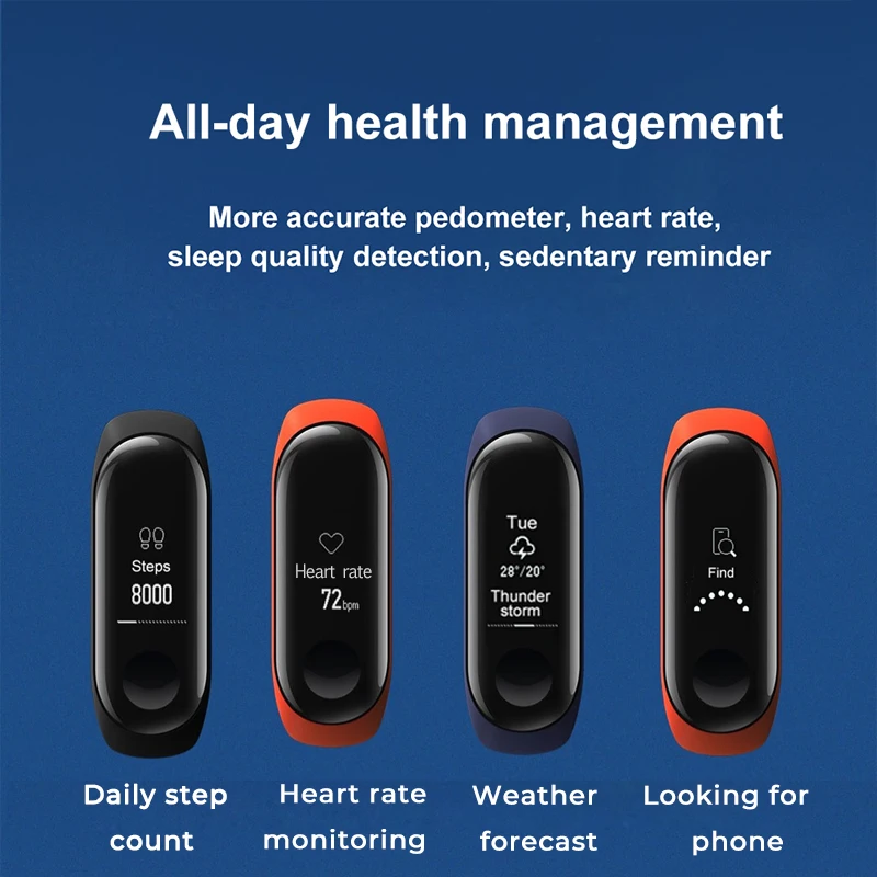 Original Xiaomi Mi Band 3 Global Version Waterproof Smart Bracelet 0.78 inch OLED Message Caller ID Push miband | Электроника