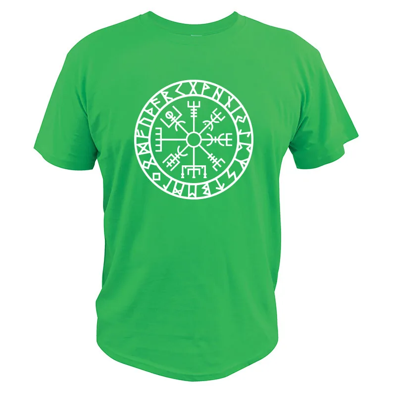 Футболка викинга исландский Vegvisir компас Рунический амулет футболка Повседневная вырез лодочкой Camisetas европейский размер хлопок топы