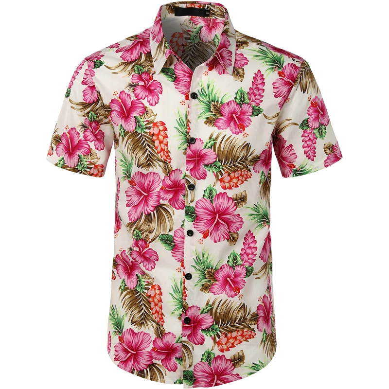 Гавайская рубашка мужская с коротким рукавом Пляжная сорочка принтом пальмы