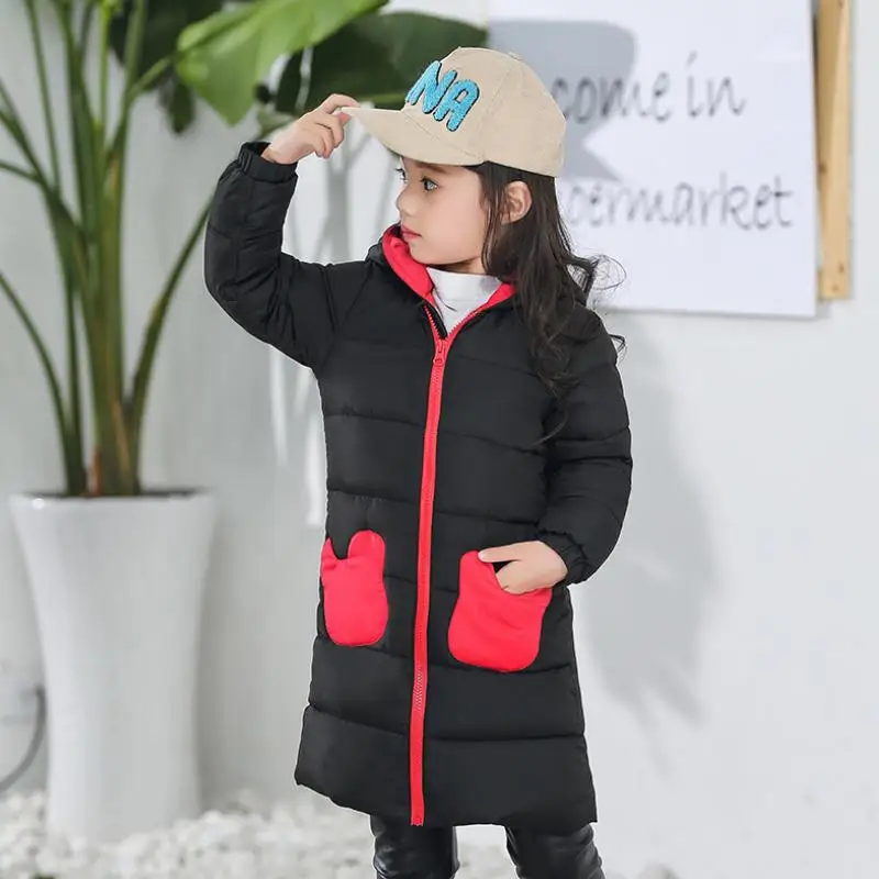 2018 Детские Пуховые хлопковые парки для девочек длинные утепленные куртки