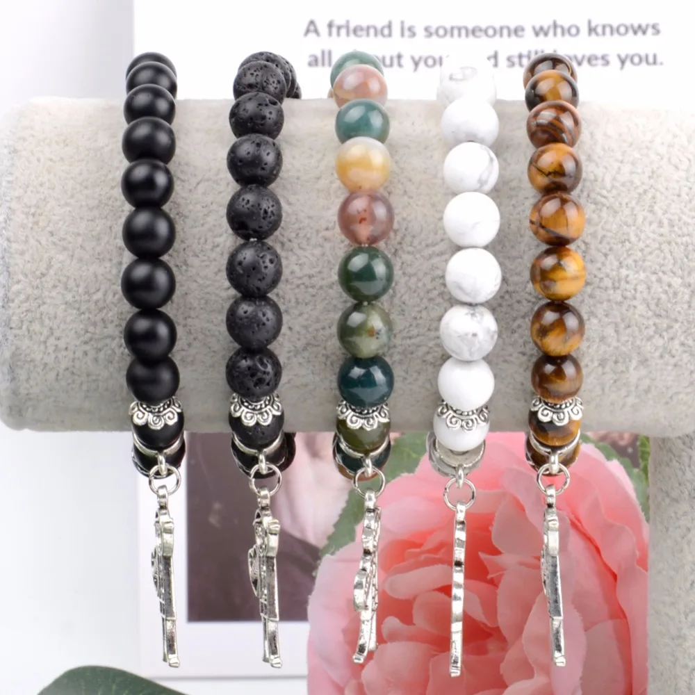 Женский и мужской браслет из натурального камня индийских агатов с бисером