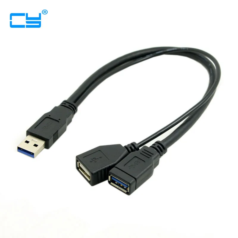 

Удлинительный кабель для передачи данных и передачи данных, черный USB 3,0 папа-двойной USB мама, для мобильного жесткого диска 2,5 дюйма, 20 см