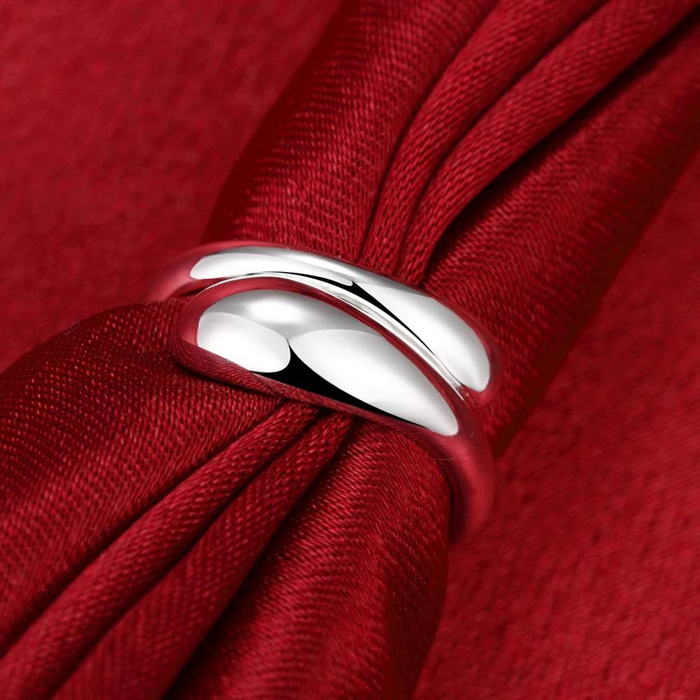 

Silver Color Double Round Head Waterdrop Adjustable Size Ring for women New Fashion Wome Jewelry Unique Wedding Anniversary Gift