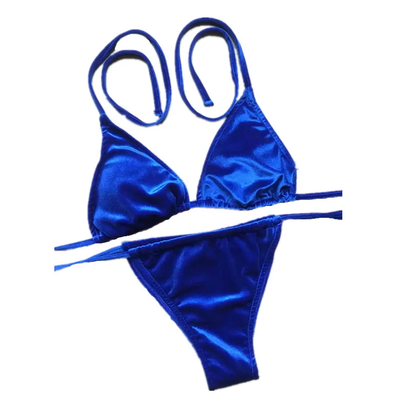 2017 Женские Бикини Комплект Особый Материал Эластичный Бархат Бразильский