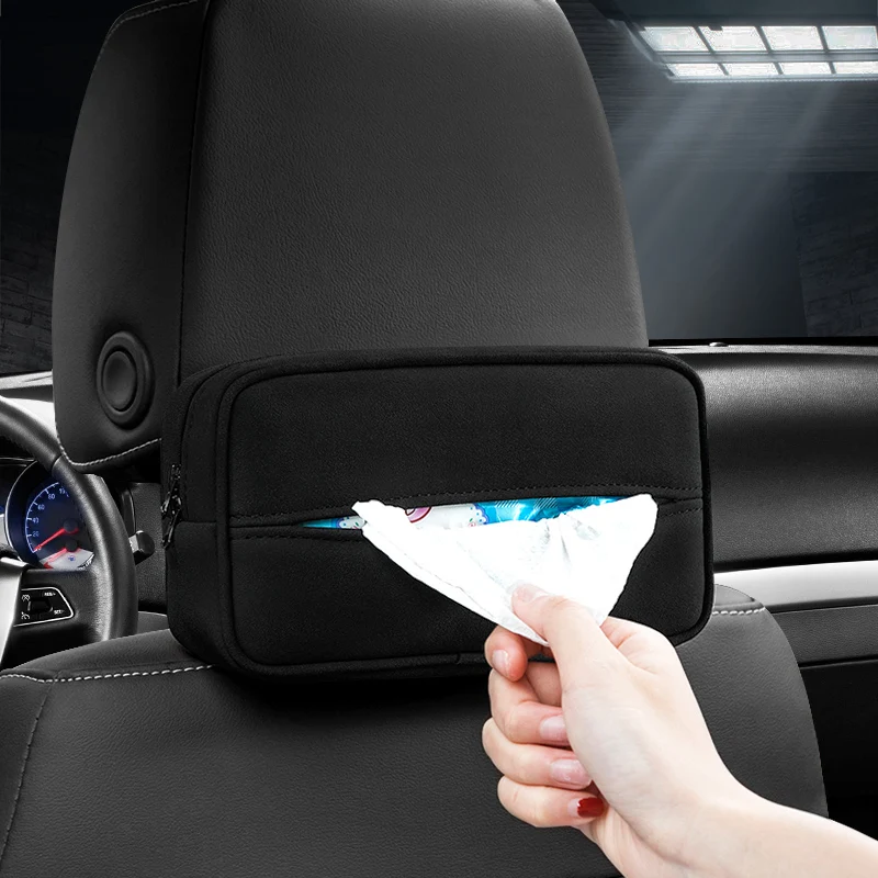 

car tissue box holder New High Quality Leather Universal Car Armrest Box Tissue Box Napkins sun visor hanging auto Accessories