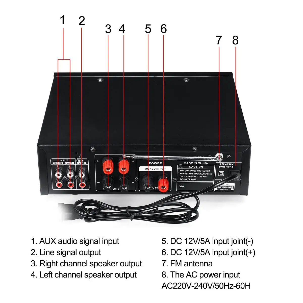 Audew 1200 Вт усилитель мощности HIFI bluetooth дистанционное стерео радио FM SD USB радиомикрофон автомобильный домашний AC220V-240V цифровой светодиодный дисплей