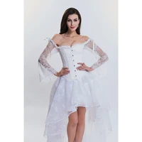 sexy off shoulder lace sleeves strapless corset for women black white bride corset top korset espartilho fajas modeladoras xxl