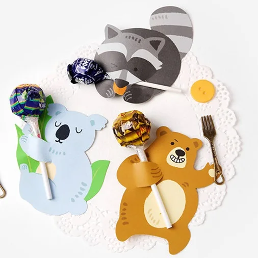 

new 25pcs lollipop cover bear raccoon koala design children birthday wedding candy decorate holiday Christmas gift packaging