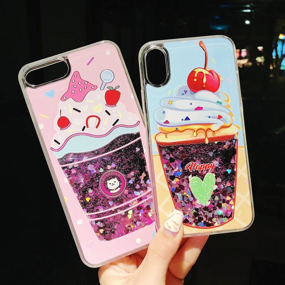 Luxury Wishing bottle ice cream Shining Liquid Quicksand Phone Case For iPhone 6 6S 7 8 Plus X Max XR Cases |