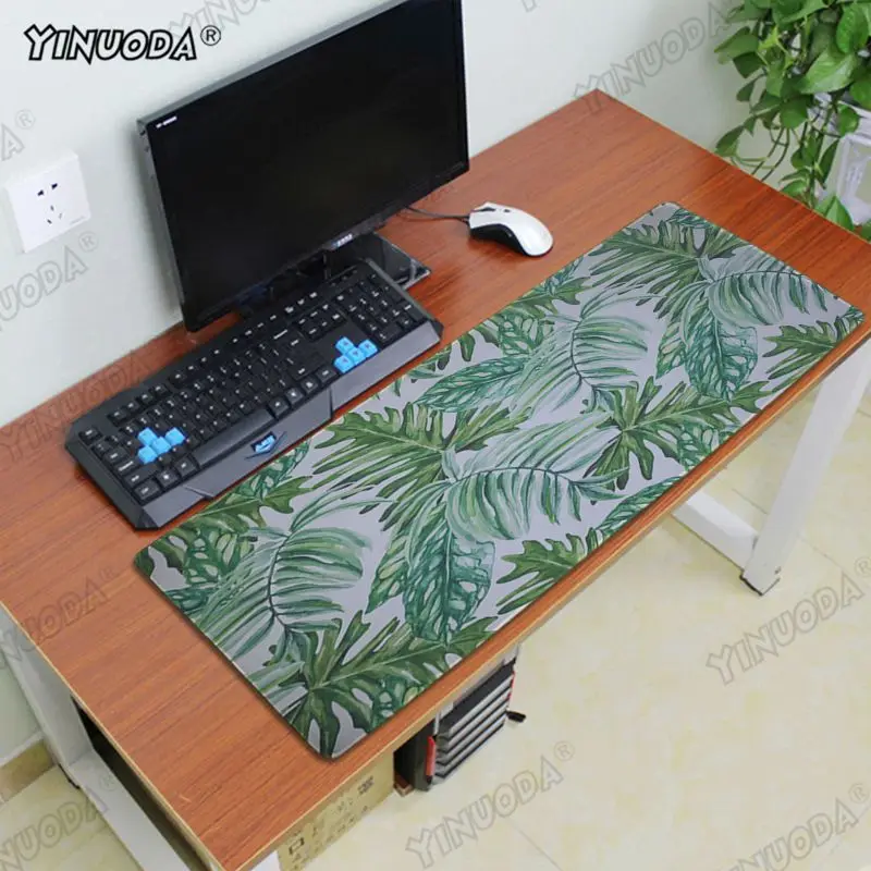 Lock Edge 30x80cm Yinuoda мой любимый банановое дерево зеленые листья большой коврик для мышки с аниме PC компьютерный коврик Натуральный каучук игровой коврик для мыши Настольный коврик - Цвет: Lock Edge 30x80cm