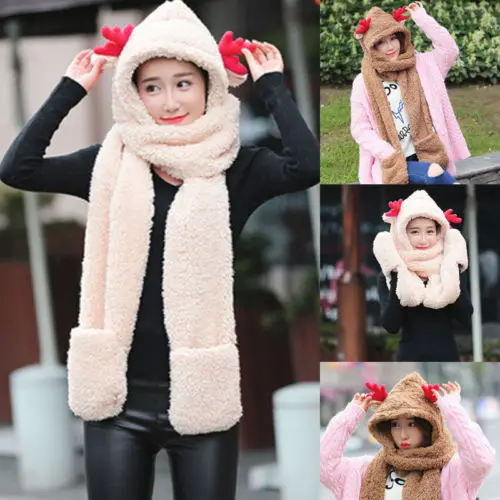 Christmas Gift Gloves hats scarves three pieces of Scarf Warm Shawls Scarves |