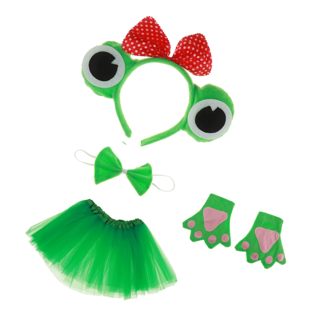 4 шт. повязка на голову с бантом и лягушкой перчатки галстуком бабочкой платье