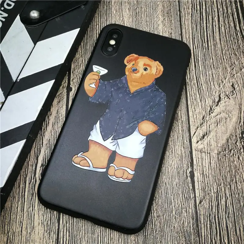LV Роскошный итальянский чехол Gg с милым медведем для телефона Iphone 11 Pro X Xs Max Xr 10 8 7 6 6s Plus, мягкий матовый силиконовый чехол - Цвет: LV