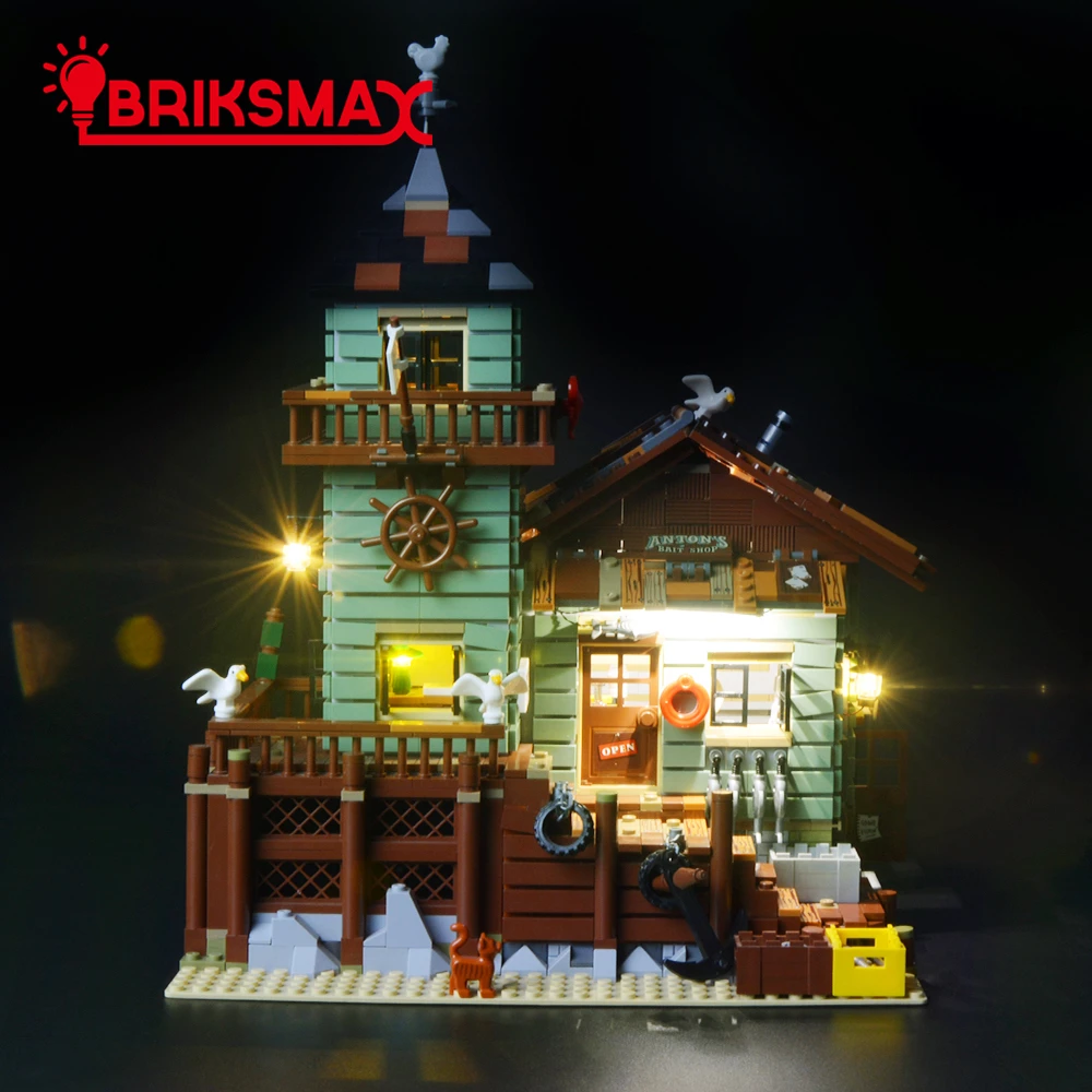 BriksMax светодиодный светильник, набор для идей, серия, старый Рыболовный магазин, строительный блок, модель, светильник, набор, совместимый с 21310
