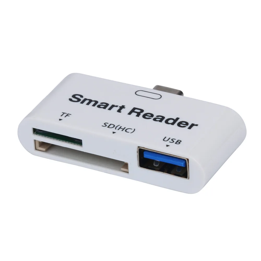Usb type-C OTG Смарт-ридер TF/SD(HC)/USB адаптер(3 в 1)+ Usb кабель очень маленький и легкий, простой в использовании и носить без драйверов