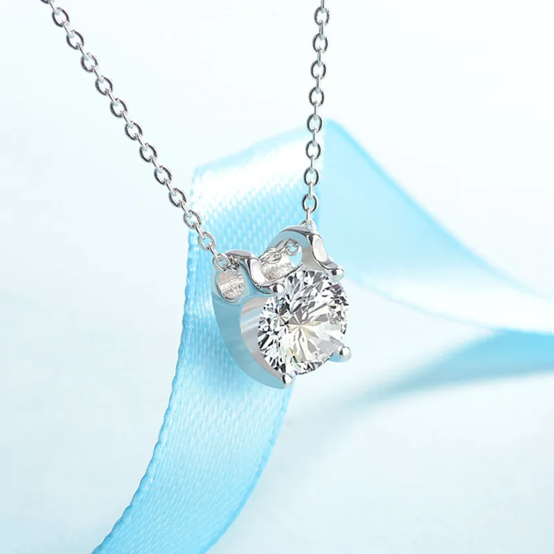 

FENGLI Luxury Zirconia Crystal Round Pendant Necklace Tiny Charm Women Necklace Clavicle Chain Necklace bijoux femme
