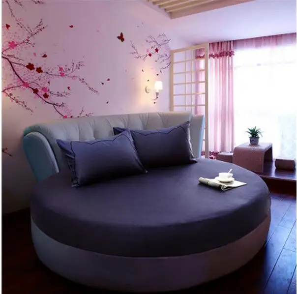 Чистый цвет хлопок Круглый простыня покрывало матрас противоскользящие Чехлы 220