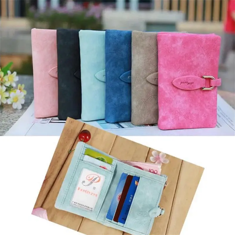 Новый дизайн Дамский короткий клатч с защелкой кошелек винтажный матовый