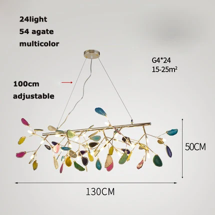 24 light 130cm G4 led железные в стиле постмодерн Агатовая люстра светлячок. Люстра освещение подвесной светильник Lampen Lustre для столовой фойе - Цвет абажура: 24 light 130cm