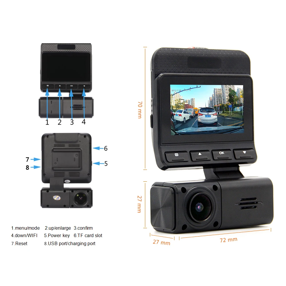 Junsun 2 5-дюймовый IPS Car DVR рекордер камеры FHD Novatek 96658 1080p Wireless WiFi APP Манипуляция авто dvr