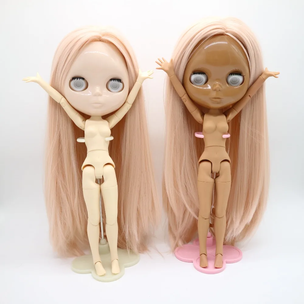 Без глаз чипы цельная кукла без одежды blyth кукла розовые волосы для DIY 20171012