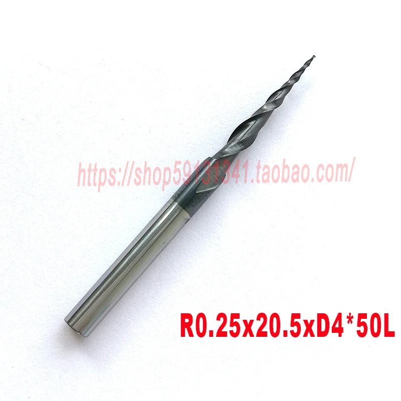 Концевые фрезы R0.25 * D4 20 5 50L 2F HRC55 вольфрамовые твердосплавные конические